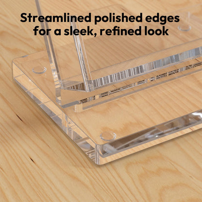NIUBEE Acrylic Business Card Holder 2 Slots - Double Capacity Business Card Stand for Desk, 2 Tier Clear Gift Card Display for Office, Event, Exhibition