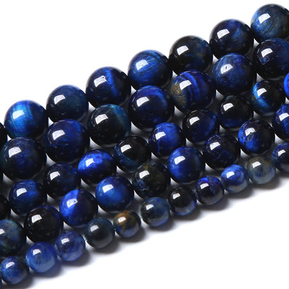 90PCS 8mm Lapis Lazuli Blue Tiger Eye Beads Natural Stone Round Loose Beads Energy Gemstone Healing Power for Jewelry Making 2 Strand 32"