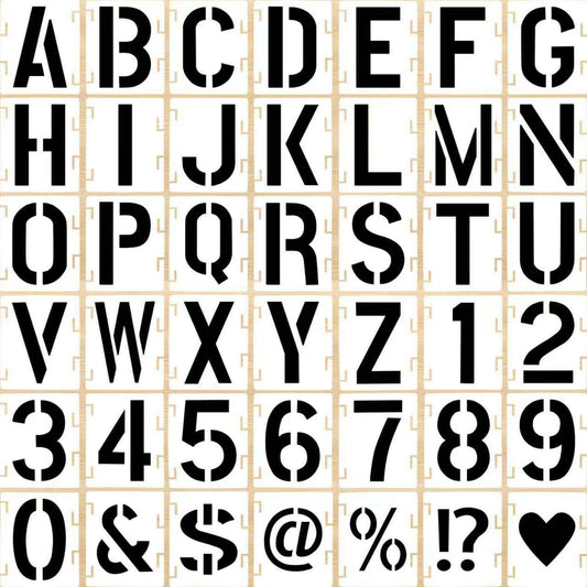7 Inch 42 Pcs Reusable Letter Number Symbol Stencils, Plastic Painting Templates for Wood Wall Fabric Rock Chalkboard Signage School Door Porch DIY Art Craft Decoration Projects