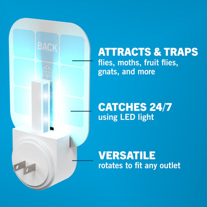 Safer Home Indoor Plug-in Fly Trap - SH502-1R5SR - Effective Fruit Fly Traps for Indoors, Gnat Traps for House Indoor, 400 Sq Ft Protection - Style: 1 Device + 5 Glue Cards