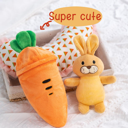 unsnurnoch Carrot Plush Toy with Bunny Inside 11" - Interactive Zipper Design, Rabbit Stuffed Animal, Cute Easter Gift & Home Decor, Soft Bunny Stuffed Animal for Kids & Collectors