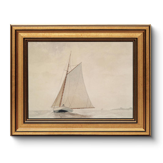 HUARCEY Gold Framed Vintage Wall Art for Living Room, Seaview Painting Prints Shelf Decor for Kitchen, Aesthetic Bedroom Wall Art, Christmas Gifts for Friends or Family (White Sailboat - 8"x10")