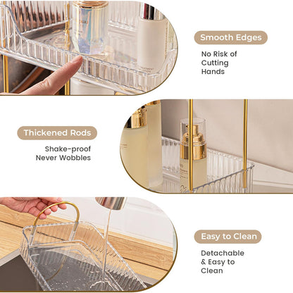 Aveniee Bathroom Counter Organizer, 3 Tier Perfume Skin Care Countertop Storage Shelf, Vanity Makeup Tray for Cosmetic Skincare Lotion,Clear