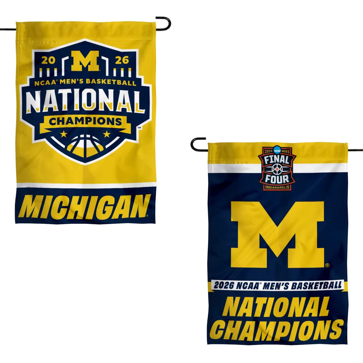 Michigan Team University Wolverines 2026 Basketball National Champions Double Sided Garden Flag