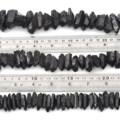 BEADIA Black Titanium Coated Crystal Quartz Spike Point Stick Beads Rough 1.0"-1.5" for Jewelry Making 15 Inch/Strand