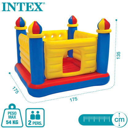 Intex Inflatable Colorful Jump-O-Lene Castle Bounce House, for 2 Kids Ages 3-6 - Large Blow-Up Indoor Outdoor Children's Bouncer Jumper Playhouse