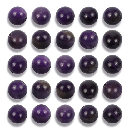 NITOPUPU 100Pcs 10mm Natural Smooth Amethyst Beads Round Loose Stone Beads for Jewerly Making with Crystal Stretch Cord