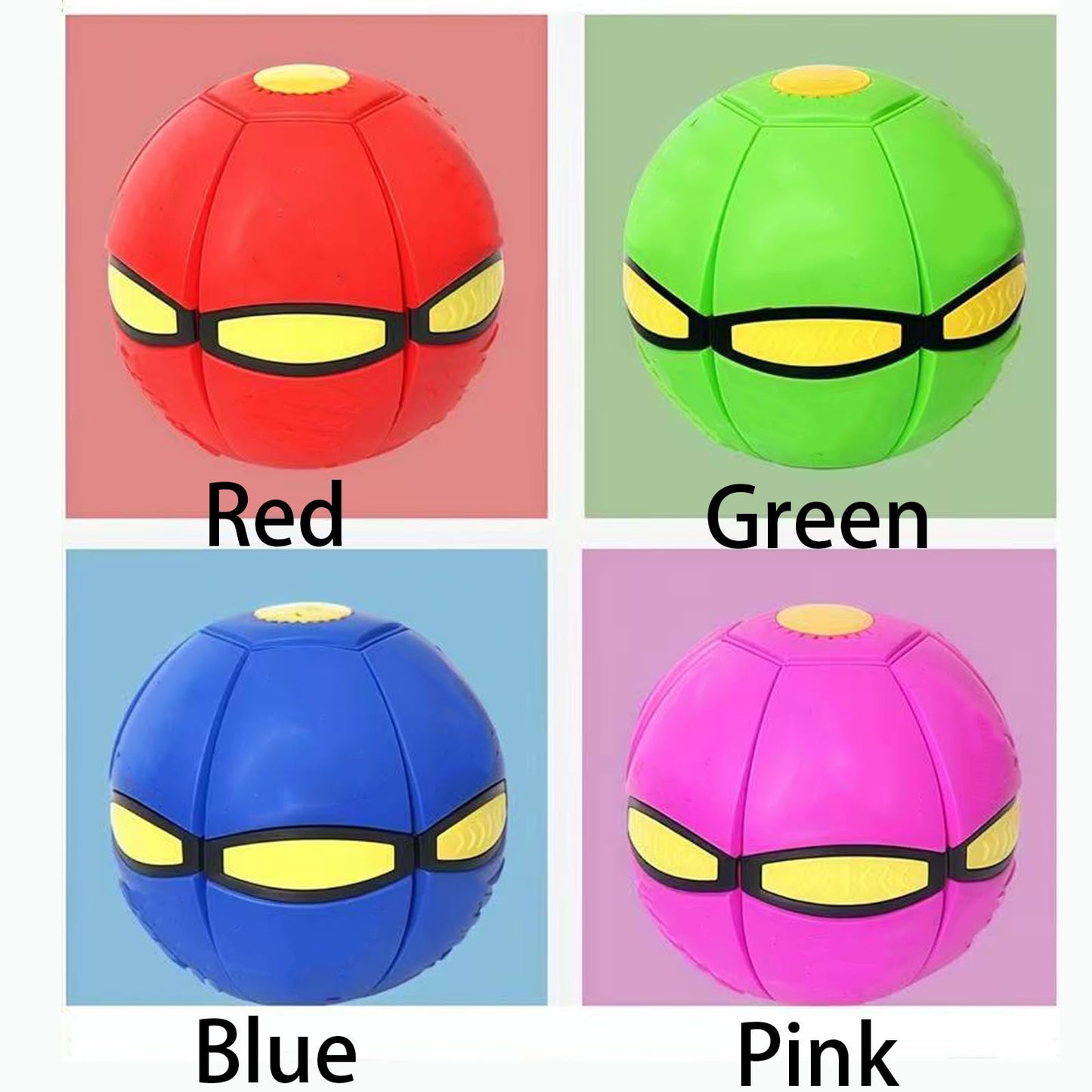Magic Ball, Flying Saucer Bouncy Ball - Two Modes to Switch Freely, 6 LED Lights, Parent-Child Interaction, Indoor and Outdoor Holiday Games (Green + Blue + Purple + Red)