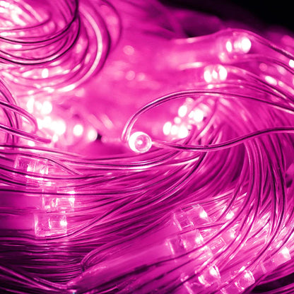 Pink Net Light Valentine’s Day Decor Mesh Lights, 240LED Timer Tree Warp Fairy Lights Outdoor Hanging String Light for Home, Bedroom, Garden, Walkway, Bushes, Christmas Decor-9.8ft x 6.6ft(Pink)