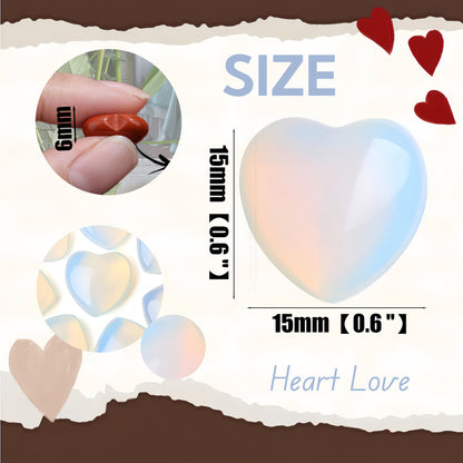 NUKAYAI 20PCS Opal Opalite Healing Crystals Heart Shaped Stones Polished Crystal Gemstones Pocket Thumb Worry Stone Balancing Meditation Reiki Wholesale Set Cute Mothers Day Bulk Gifts for Women