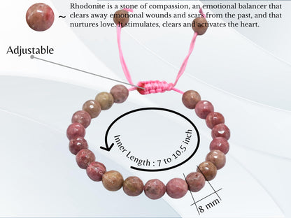 Amazing Gemstone Rhodonite Bracelet for Women - Chakra Mens Bracelet Protection Crystals and Healing Stones - Blessing Bracelet Spiritual Meditation Gift Christmas Stocking