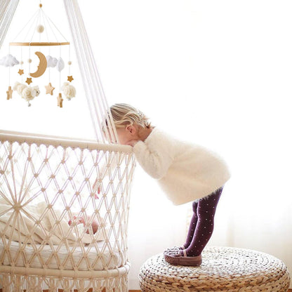 Baby Mobile for Crib, Montessori Baby Crib Mobile for Boys Girls for Bassinet, Nursery Decor for Infant Bedroom Hanging, Baby Mobile Soothe Toys -Gender Neutral Baby Gift (Beige)