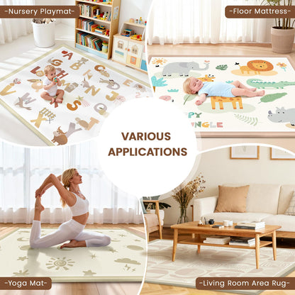 Omedecal 59"×71" Baby Play Mat for Floor & Playpen, 1.2" Thick High-Density Foam Nursery Mat for Tummy Time, Soft Plush Carpet with Non-Slip Bottom for Infant Toddler Baby Crawling & Playing (Grey)