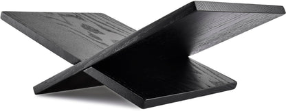 Honygebia Solid Wood Book Stands - Cross Frame Black Oak Wooden Book Holder, Open Bookstand for Display and Reading, Suitable for Art, Bible, Cookbook, Easel, Magazine, Textbooks