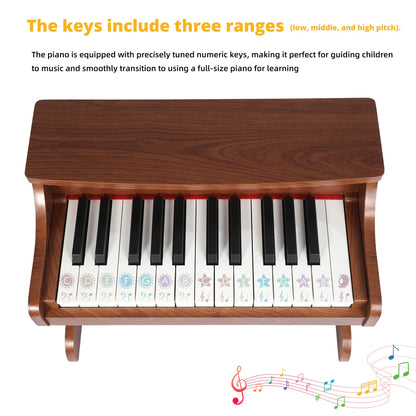 PLAMILOY Kids Piano, Toddler 25-Keys (Upright) Wooden Digital Keyboard Piano, First Instrument Toy for Baby Beginner 3 Ages+, Surprise Educational Early Learning Birthday Gift for Boys Girls