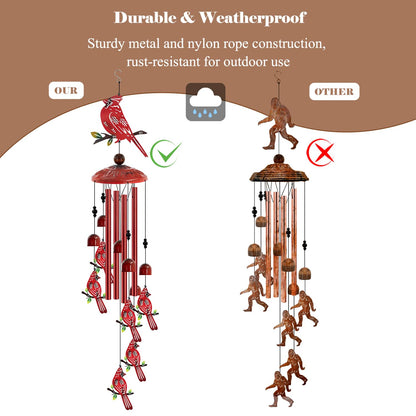 for Women Cardinal Wind Chimes for Outside, 35'' Metal Cardinal WindChimes Gifts for Women/Men, Decoration for Outdoor, Home, Garden, Patio, Backyard