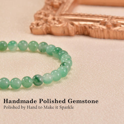 Aluckiss 6mm African Jade Bracelets for Women Men 6.8 inch African Jades Crystal Round Beaded Stretch Bracelet Natural Gemstone Handmade Polishing Stone for Spiritual Healing Meditation Yoga