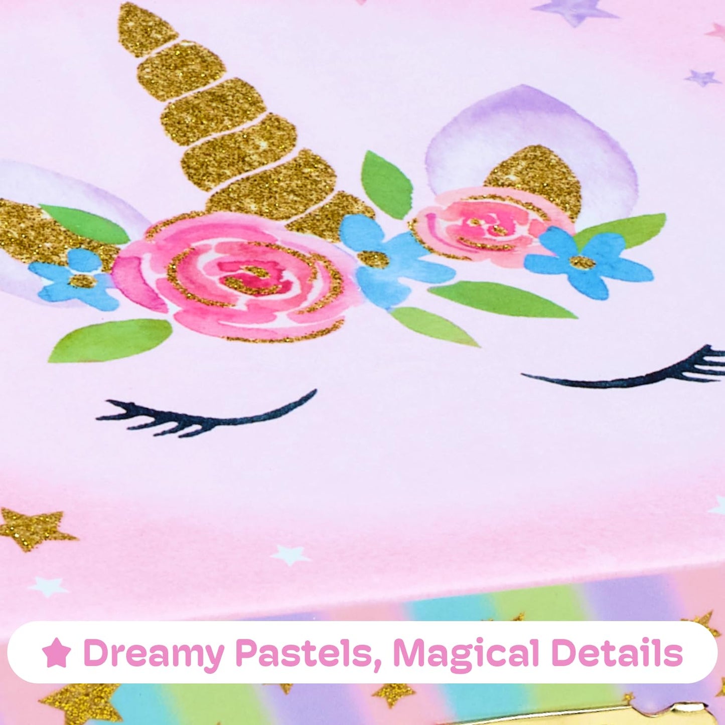 Jewelkeeper Enchanting Unicorn Musical Jewelry Box for Girls - Sparkling Rainbow Design Music Box with 2 Pullout Drawers to Store Earrings, Necklace and Bracelets - Plays The Beautiful Dreamer Tune
