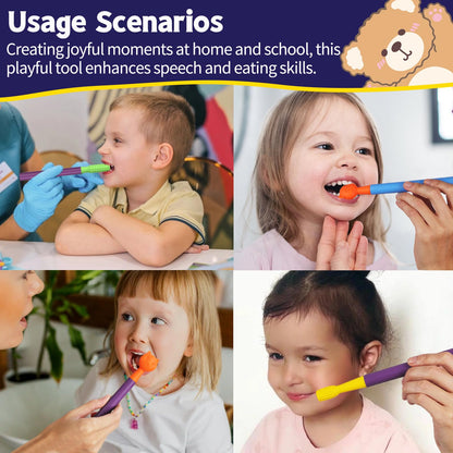 Oral Sensory Stimulation Kit with 6 Soft Textured Heads for Speech Therapy & Feeding Support, Muscle Strength & Phonation Improvement - Purple