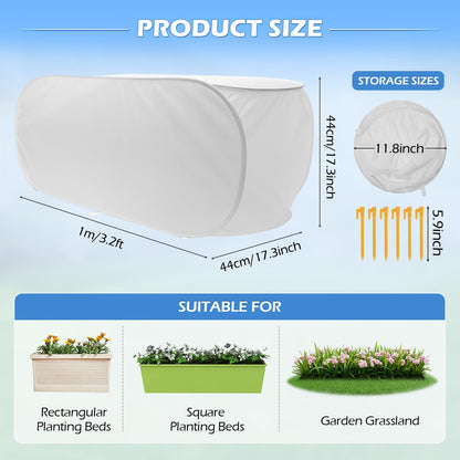 3Pcs Pop-Up Plant Winter Cover, Non-Woven Fabric Shelter with Stakes, Insulated Frost for Garden Beds, Lightweight and Foldable for Shrubs, Vegetables and Small Potted Fruit Trees(3Pcs 39x17x17")