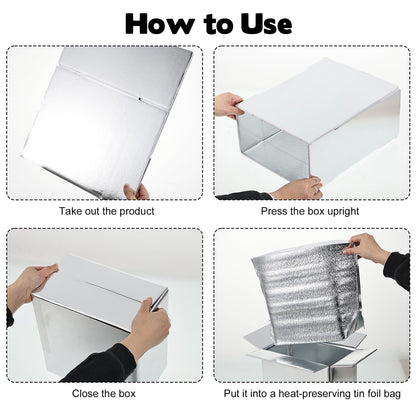 10 Pack Insulated Shipping Boxes - 10.2"x5.9"x7" Cold Shipping Boxes with Aluminium Foil Liner, Reusable Waterproof Cooler Kits, Foldable Leakproof Cooler Cartons for Frozen Food,Seafood & Desserts