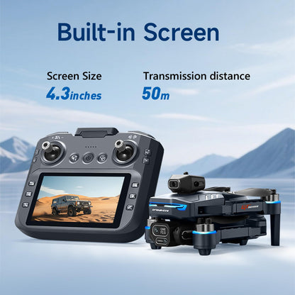 AXNEN Mini Drone with HD Camera, Upgraded Tablet LCD Screen, Professional Dron with Brushless Motors, 2 Batteries, Carrying Case, Foldable Quadcopter for Auto Return, Follow Me, Waypoints, for Beginners, Teens and Adults