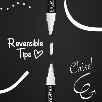 SAVVY & SORTED Erasable White Chalk Markers, 2PK 3mm Liquid Fine Tip Pens Chalkboard Bistro Marker for Glass Window Board