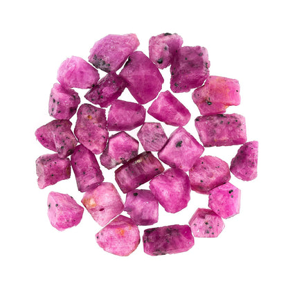 GEMKORA 10pcs Natural Ruby Stone, Birthstone, Raw Crystals, Jewelry Making Rough Supply, Wholesale Bulk Gemstones (6 to 10mm Size)