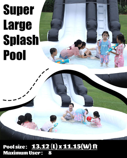 24FT(L) Inflatable Water Slide for Adults Kids【Giant Pool&Dartboard】 100% PVC Commercial Grade Water Slides with 1100W Blower, 0.45mm Heavy Duty Vinyl Blow Up Waterslide Backyard Outdoor, 24x13x13ft
