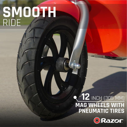 Razor Electric Retro Scooter for Ages 8+, 170 lb Max Weight, Roma, w/ 250W Motor, 12” Tires & 24V Battery, Up to 15 MPH, Pocket Mod – Lightweight Ride On Motorcycle Bike for Young and Teen Riders
