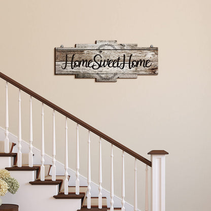 Jetec Home Sweet Home Sign, Rustic Wood Room Wall Decor, Farmhouse Plaque Wall Hanging Wooden Sign for Bedroom, Living Room, Wedding Decor(Gray)