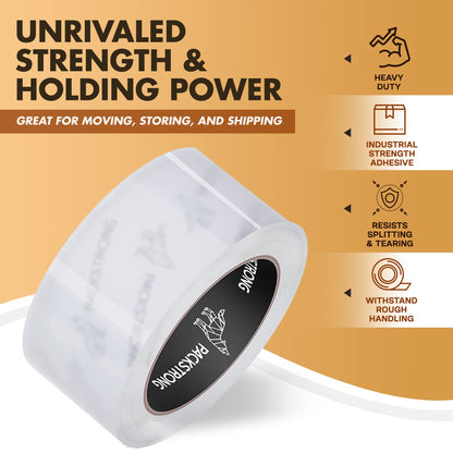 Packstrong Industrial Grade Clear Packing Tape 24 Rolls - 110 Yards per Roll - 3" Wide x 2.0 mil Thick, Acrylic Adhesive Heavy Duty Tape for Box Office Moving Packaging Shipping
