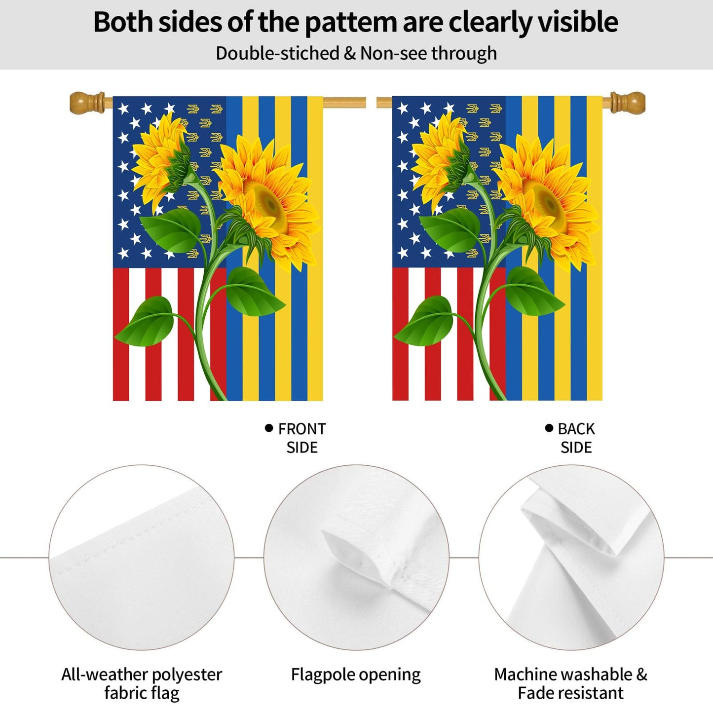 I Love Ukraine Garden Flag 28x40 Inch Outdoor Fade Proof Inside Sunflower Breeze Flag Garden House Home Decor Holiday Yard Sign