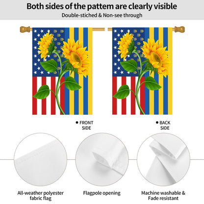 I Love Ukraine Garden Flag 28x40 Inch Outdoor Fade Proof Inside Sunflower Breeze Flag Garden House Home Decor Holiday Yard Sign