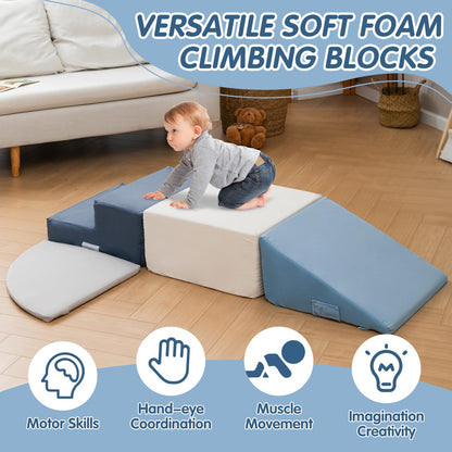 Large 4 Pcs Climbing Toys for Toddlers 1-3 Inside, Oderless & Skin-Friendly Toddler Climbing Toys Indoor, Foam Climbing Blocks for Toddlers with Velcro to Keep Them Together Ideal Gift
