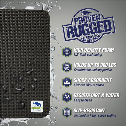 RUGGED RHINO Heavy Duty Patent Pending Kneeling Pad, Shock Absorbent Thick Knee Pads, Holds Up to 300 lbs, Protect Knees from Hard Concrete Surfaces, For Mechanics, Yard Gardening, Gym, Onyx Black