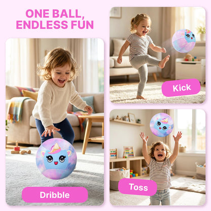 JoyCat Silent Basketball, Inflatable Soft Plush Toddler Basketball, Soundless Ball for Indoor Training and Quiet Dribbling, Unicorn Ball Gift for Girls Boys Ages 2 3 4 5 6
