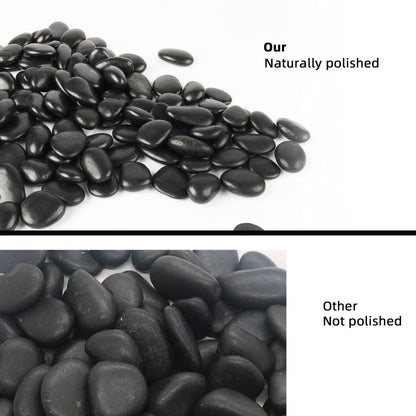 18 lb Natural Polished Black River Rock for Plants, 1/2" Black Pebbles for Aquarium, Vase, Garden Landscape Rocks and Outdoor Decorative Stones
