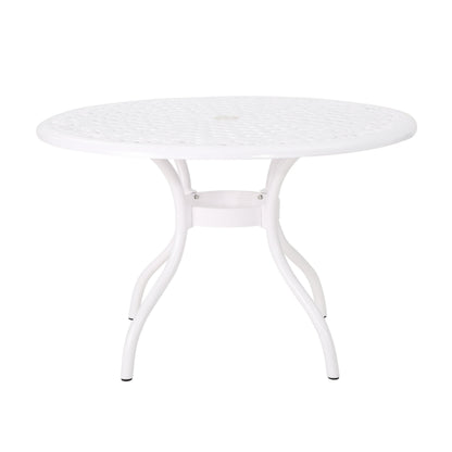 Christopher Knight Home Simon Outdoor Aluminum Round Dining Table, White