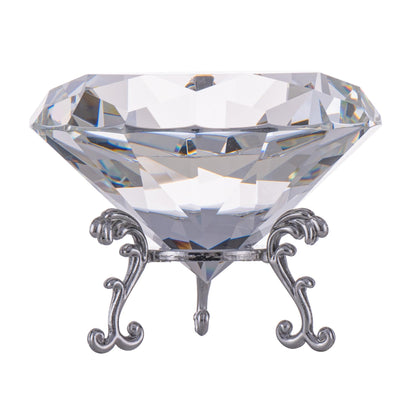 QIANCHANG 80mm Crystal Diamond Paperweight Large Faceted Glass Diamond Prism Jewel Gemstone for Home Wedding Table Decoration(Clear)