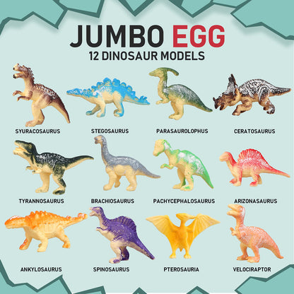 Woumserta Jumbo Dino Egg Dig Kit, Dinosaur Toys for Kids 5-7 8-12 with 12 Dinosaurs, Dinosaur Toys for 5 6 7 8 Year Old Boy Birthday Gift, Dinosaur Eggs Excavation Gifts for 5 6 7 Year Old Boy Girl