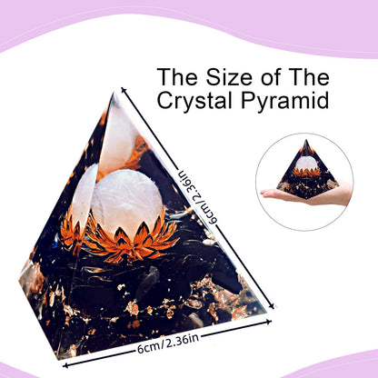 Saefheled The Flower of Life Orgone Pyramid,Natural Energy Pink Crystal&Obsidian Orgonite Crystal Healing Pyramid,for Reduce Stress, Balance Chakra,Meditation Attract Luck,Accumulate Wealth&Health