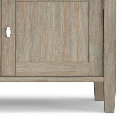 SIMPLIHOME Warm Shaker Entryway Storage Bench - 44 inch Wide Solid Wood Storage Seat in Distressed Grey, Transitional Bench Seat for Mudroom or Living Room with Lift-Up Lid and Shaker-Style Panels