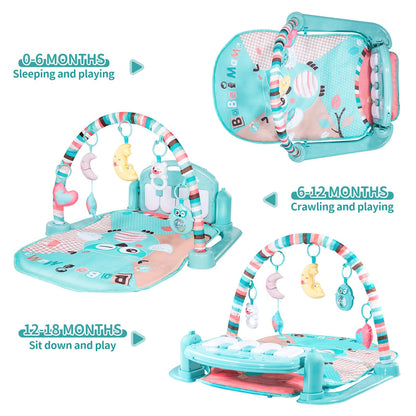 TEMI Baby Gym Toys & Activity Play Mat, Kick and Play Piano Gym Center with Music and Lights, Electronic Learning Toys for Infants, Toddlers, Newborn, Girls and Boys Ages 1 to 36 Months
