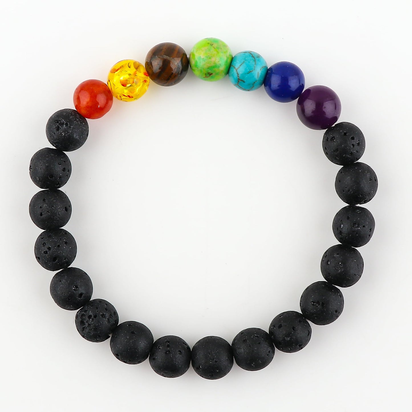 CRYSTALIS 7 Chakra Charged Stones Bracelet, Essential Oil Aromatherapy Mix Crystals Bracelet, Zodiac, Spiritual Jewelry - 8mm Beaded Bracelet for Women Men Unisex - Elastic Adjustable Size
