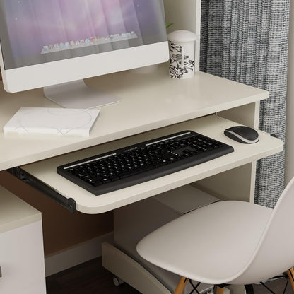 Veemoon Under Desk Keyboard Sliding Rails, 14-23 Inch Ball Bearing Slides Hardware Kit Pull Out Computer Keyboard Tray Slides Adjustable Hanging Rail Bracket Telescopic Drawer Runners (27MM Width)