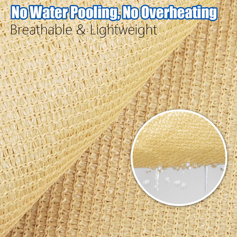 12'x15' Rectangle Sun Shade Sail – UV Block & Breathable Canopy for Patio, Garden, Backyard & Outdoor Shade– High-Density HDPE Fabric, Durable & Fade-Resistant – Easy Installation