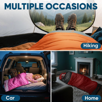 PTEROMY Sleeping Bags for Adults, Lightweight and Machine Washable, Water Resistant Backpacking Camping Sleeping Bag for Warm Cold Weather, Camping Essentials for Hiking Travel (Blue, 1.35kg)