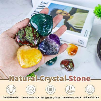 LEADGEM Ocean Jasper Crystal Heart Worry Stone for Anxiety Healing Crystals Heart Shaped Rock Stone for Valentines Day Wedding Decor