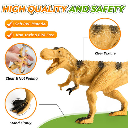 Kiddiworld Dinosaur Toys for Kids 3-5, 31PCS Realistic Plastic Dinosaur Figures with Stone&Tree&Fence in Storage Cage for Toddlers Ages 5-7, Dino Toys Gifts for 3 4 5 Year Old Boys Girls